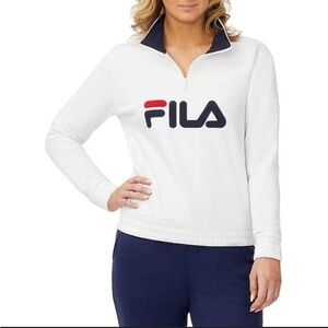 Fila | Half Zip White/Navy pullover sweatshirt